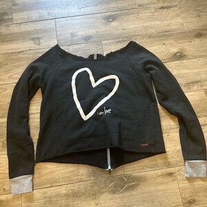 Peace Love World sweater off the shoulder and full zipper on back